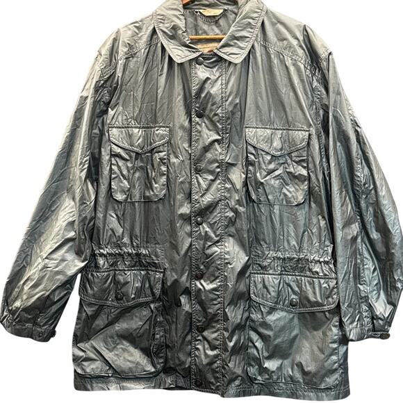 J.O.E. Joseph Abboud Gray Silver Windbreaker Raincoat Men Medium - Picture 1 of 6